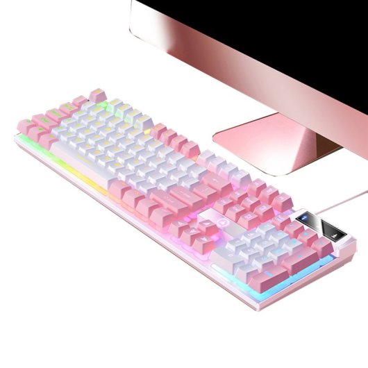 Kinsi K500 Teclado USB RGB Gaming Rosa Qwerty USA