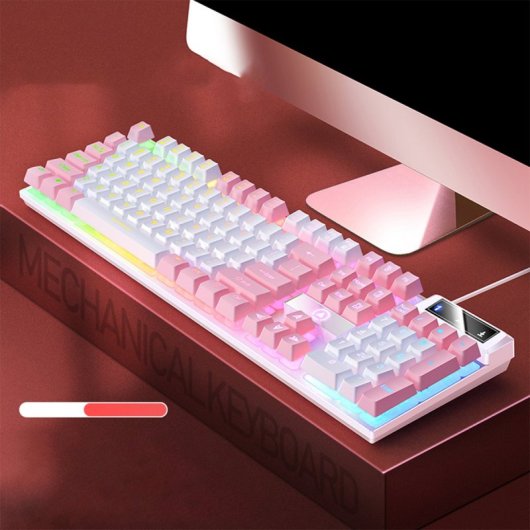 Kinsi K500 Teclado USB RGB Gaming Rosa Qwerty USA