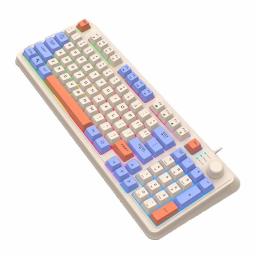 Kinsi K82 Teclado USB RGB Gaming Blanco/Azul Qwerty USA
