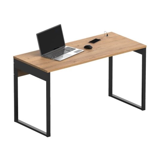 Briebe Bri-14091 Mesa de Oficina con Patas Metálicas Roble/Negro