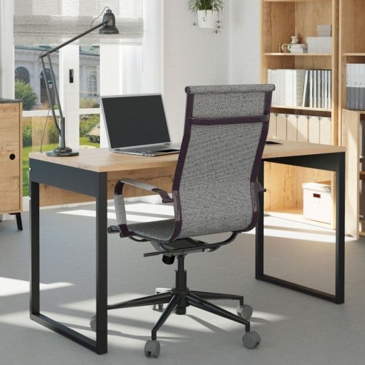 Briebe Bri-14091 Mesa de Oficina con Patas Metálicas Roble/Negro