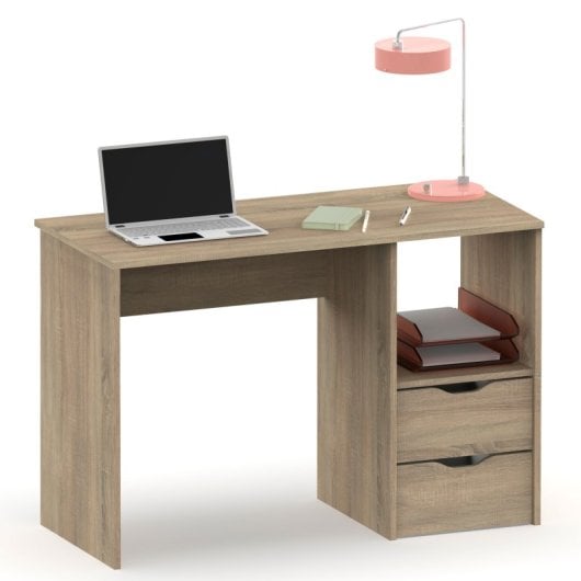 Briebe bri-6005 Mesa de Ordenador 2 Cajones 76x115x50cm + Estantería prakt Roble