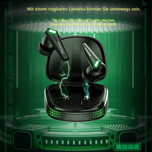 Kinsi T308 Auriculares Inalámbricos Gaming con Cancelación de Ruido Negros