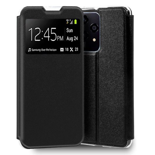 Étui de type livre lisse noir à rabat cool pour Honor 200 Lite