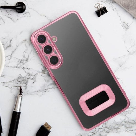 Cool Funda Bumper con Borde Metalizado Rosa para Xiaomi Redmi 13C/13C 5G/POCO C65