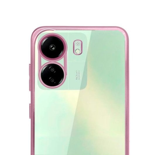 Cool Funda Bumper con Borde Metalizado Rosa para Xiaomi Redmi 13C/13C 5G/POCO C65