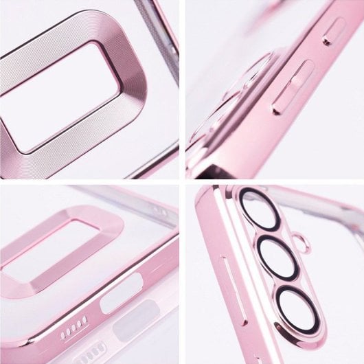 Cool Funda Bumper con Borde Metalizado Rosa para Xiaomi Redmi 13C/13C 5G/POCO C65