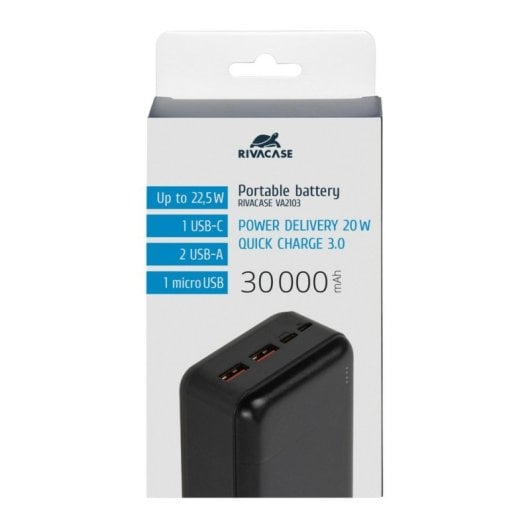 Rivacase VA2103 Powerbank 30000 mAh Schwarz