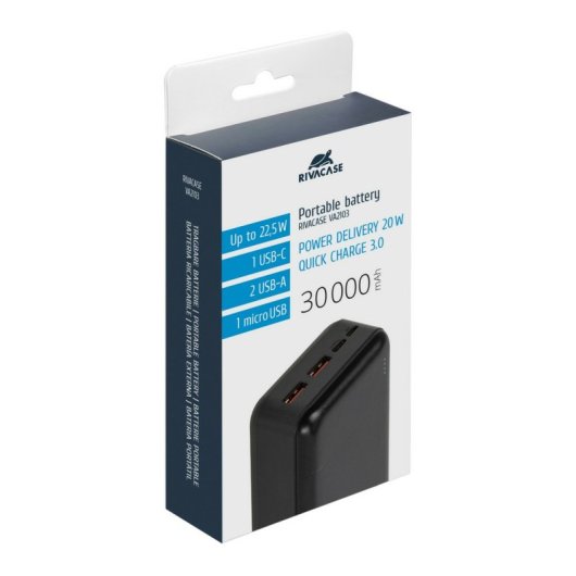 Rivacase VA2103 Powerbank 30000 mAh Schwarz