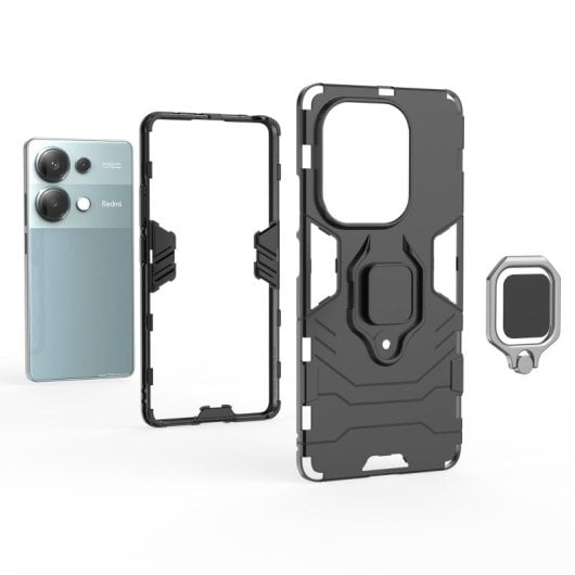 Max Power Digital Custodia magnetica con anello blu per Xiaomi Redmi Note 13 Pro / Poco M6 Pro
