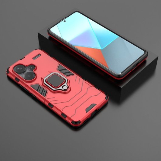 Max Power Digital Funda Magnética con Anillo Rojo para Xiaomi Redmi Note 13 Pro Plus