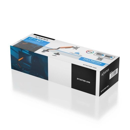 Aisens Soporte de Mesa RGB Gaming Giratorio e Inclinable para Monitor/TV 9Kg 17" a 32" Naranja