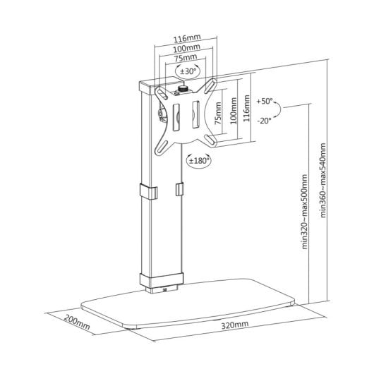 Aisens Soporte de Mesa Eco Giratorio e Inclinable para Monitor/TV 8Kg de 17" a 32" Negro