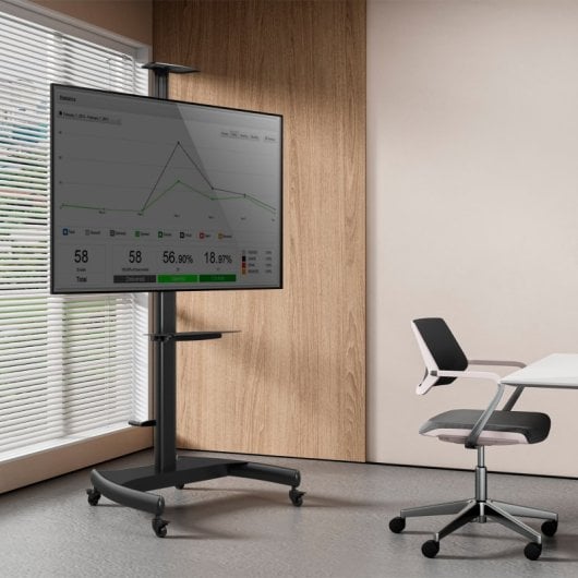 Aisens Soporte de Suelo ECO con Ruedas y Manivela DVD/Cámara para Monitor/TV 50Kg de 37-70" Negro
