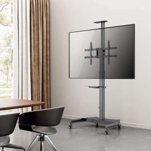 Aisens Soporte de Suelo ECO con Ruedas y Manivela DVD/Cámara para Monitor/TV 50Kg de 37-70" Negro