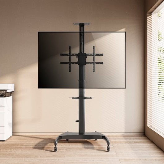 Aisens Soporte de Suelo ECO con Ruedas y Manivela DVD/Cámara para Monitor/TV 50Kg de 37-70" Negro