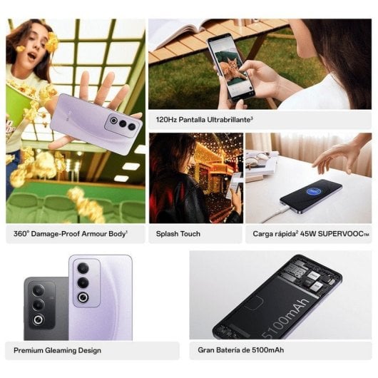 OPPO A80 5G 16GB(8GB+8GB)/256GB 6.67'' Carregamento Rápido 45W Púrpura