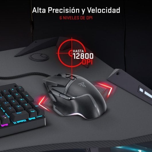 Tempest Phantom Strike Black Edition Mouse da gioco 12.800 DPI Nero