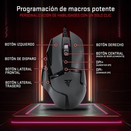 Tempest Phantom Strike Black Edition Ratón Gaming 12.800 DPI Negro