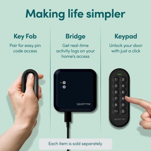 Serrure Intelligente Igloohome Retrofit Lock Bluetooth Ouverture avec Clé et App Alarme Intégrée