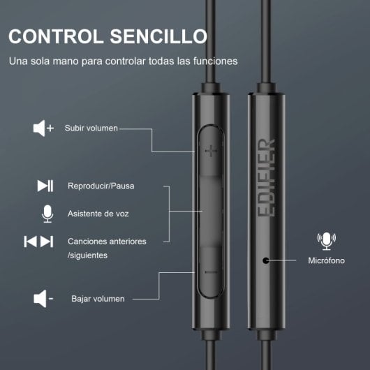 Edifier P205 Auriculares con Cable, Micrófono y Control en Línea Negro
