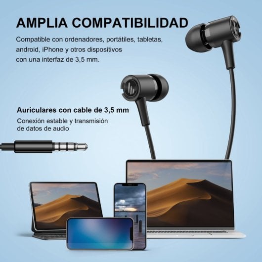 Edifier P205 Auriculares con Cable, Micrófono y Control en Línea Negro