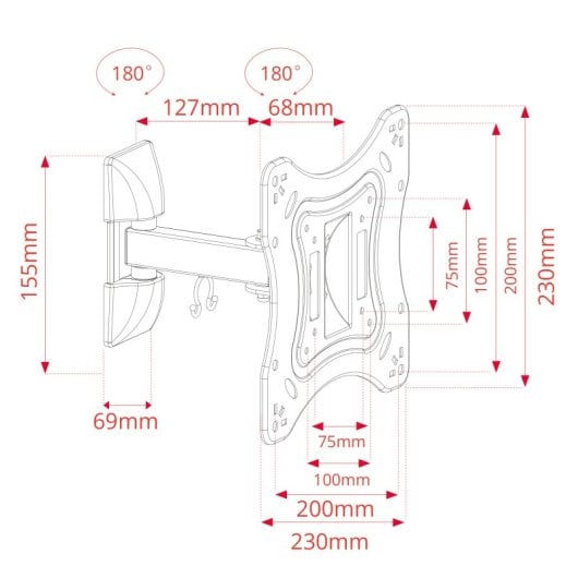 Metronic Soporte TV Pared Inclinable/Orientable/Desplegable VESA 200x200 28" a 42" hasta 20Kg Blanco