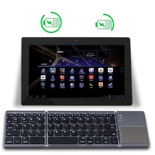Kinsi B03 Teclado Bluetooth Tríptico Plegable Delgado Negro Qwerty USA