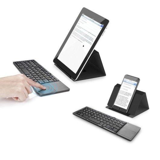 Kinsi B03 Teclado Bluetooth Tríptico Plegable Delgado Negro Qwerty USA