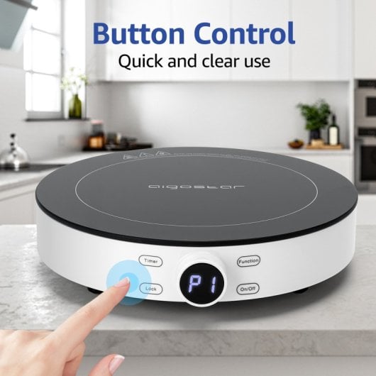 Aigostar Placa de Inducción Portátil con Temporizador 2000W Blanca