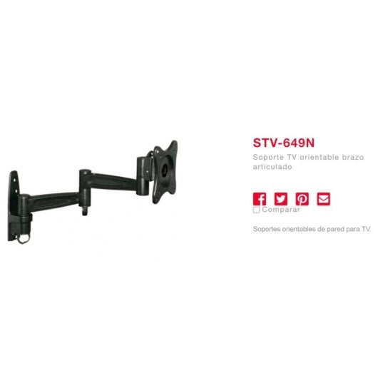 Fonestar STV-649N Soporte de Pared Orientable con Brazo Articulado para TV de 13" a 35" Max 15Kg