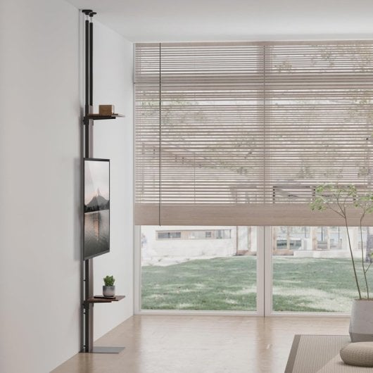 Kimex Supporto da Pavimento a Soffitto con Altezza Regolabile 200-260 Cm per Schermi 32-65" Max 40Kg