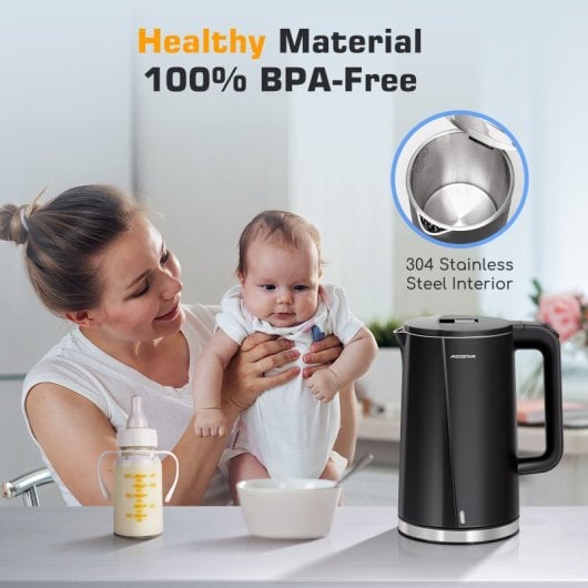 Aigostar Hervidor de Agua Eléctrico de 1.7L 2200W Negro