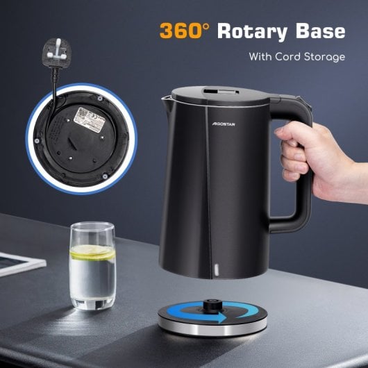 Aigostar Hervidor de Agua Eléctrico de 1.7L 2200W Negro