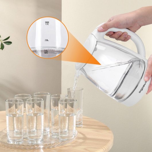 Aigostar Hervidores de Agua Eléctrico De 1.7L 2200W Blanco