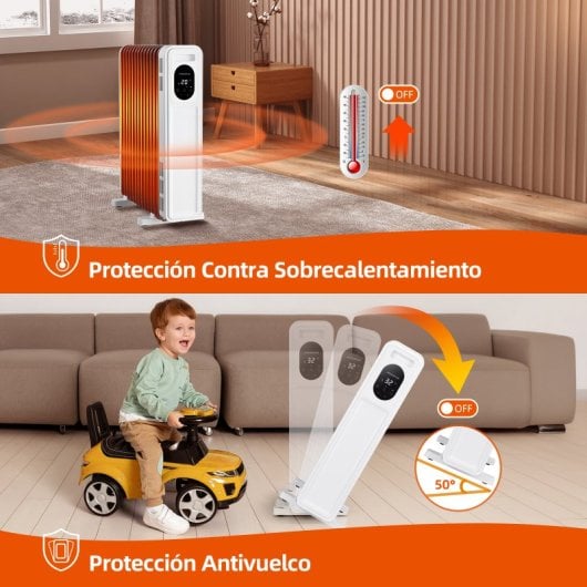 Aigostar Radiador de Aceite Digital 2500W Blanco