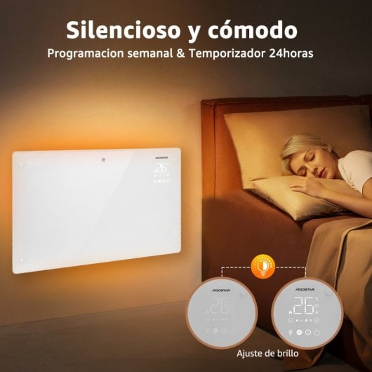 Aigostar Radiador Electrico de Bajo Consumo 3 Modos Conexión Wi-Fi 2000W Blanco