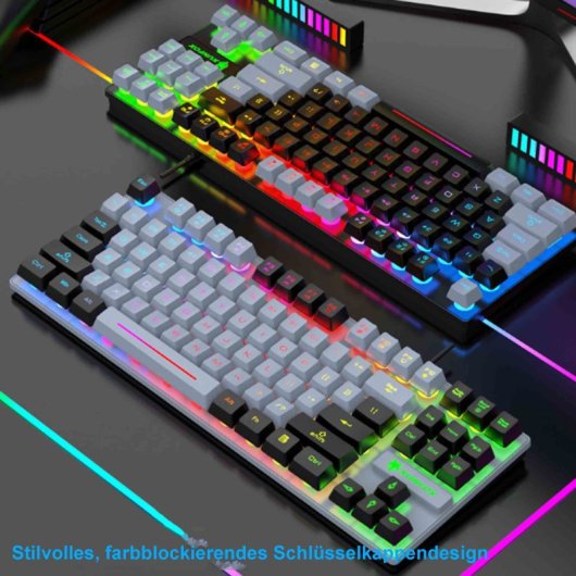 Kinsi K10 Teclado Gaming de 87 Teclas con Luz RGB Gris Qwerty USA
