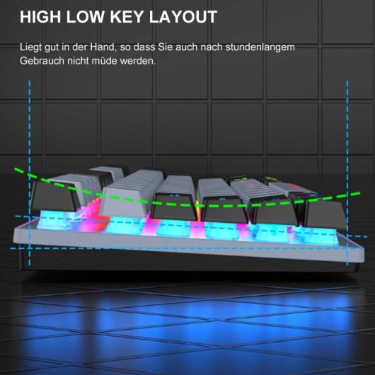 Kinsi K10 Teclado Gaming de 87 Teclas con Luz RGB Gris Qwerty USA