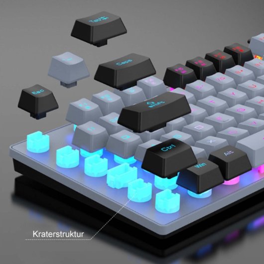 Kinsi K10 Teclado Gaming de 87 Teclas con Luz RGB Gris Qwerty USA