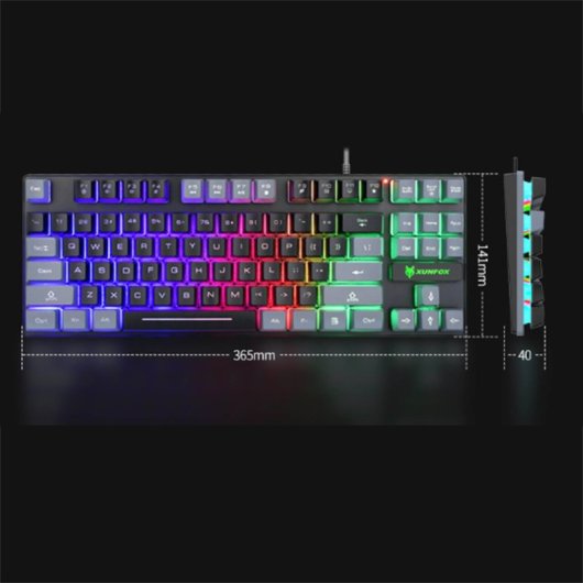 Kinsi K10 Teclado Gaming de 87 Teclas con Luz RGB Gris Qwerty USA