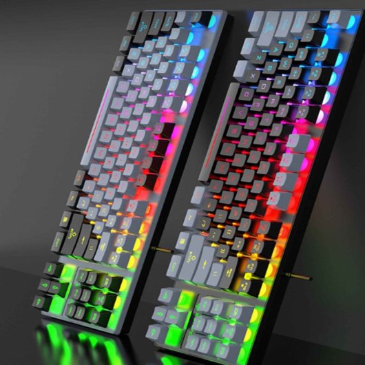 Kinsi K10 Teclado Gaming de 87 Teclas con Luz RGB Gris Qwerty USA