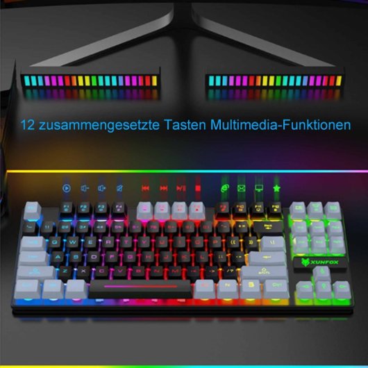 Kinsi K10 Teclado Gaming de 87 Teclas con Luz RGB Negro Qwerty USA