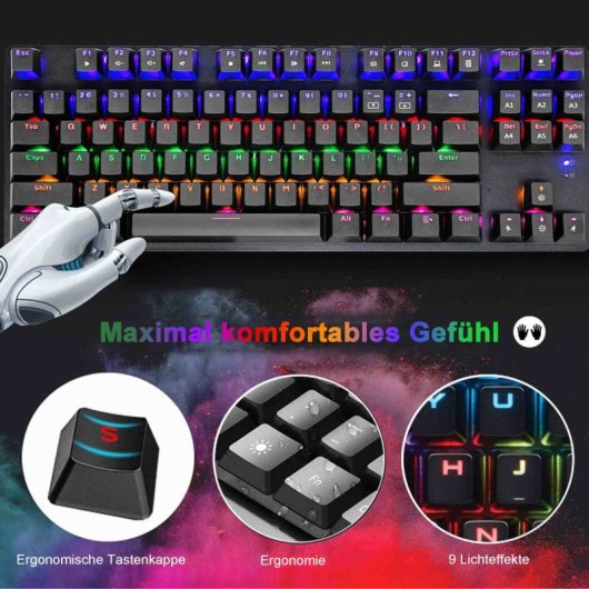 Kinsi K550 Teclado de 87 Teclas Flotantes con Iluminación Ajustable Blanco Qwerty USA