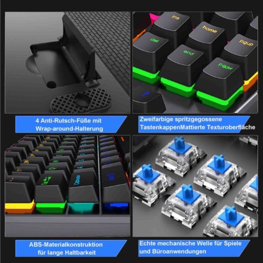 Kinsi K550 Teclado de 87 Teclas Flotantes con Iluminación Ajustable Blanco Qwerty USA