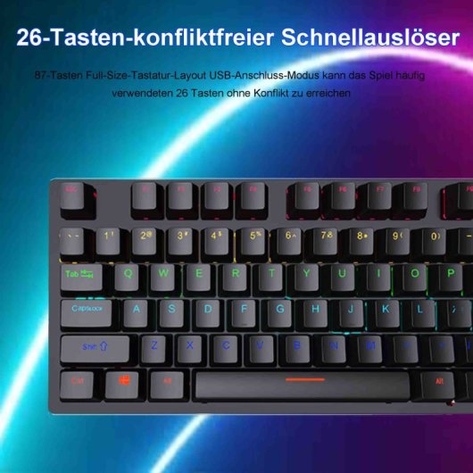 Kinsi K550 Teclado de 87 Teclas Flotantes con Iluminación Ajustable Negro Qwerty USA