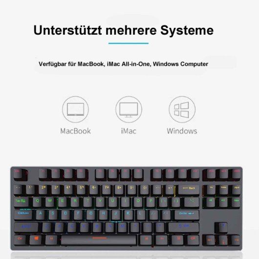 Kinsi K550 Teclado de 87 Teclas Flotantes con Iluminación Ajustable Negro Qwerty USA