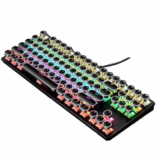 Kinsi K550 Teclado Gaming Punk Eje Transparente con Iluminación de Caracteres Negro Qwerty USA