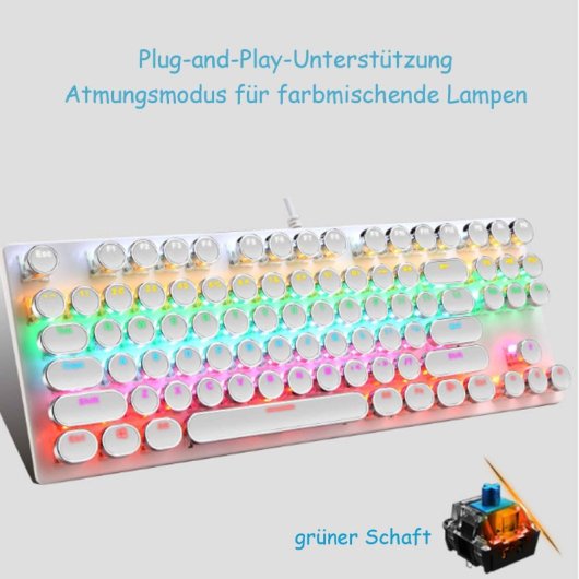 Kinsi K550 Teclado Gaming Punk Eje Transparente con Iluminación de Caracteres Negro Qwerty USA