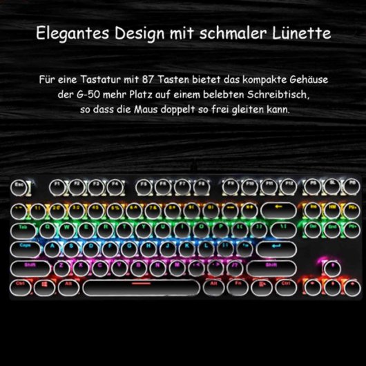 Kinsi K550 Teclado Gaming Punk Eje Transparente con Iluminación de Caracteres Negro Qwerty USA